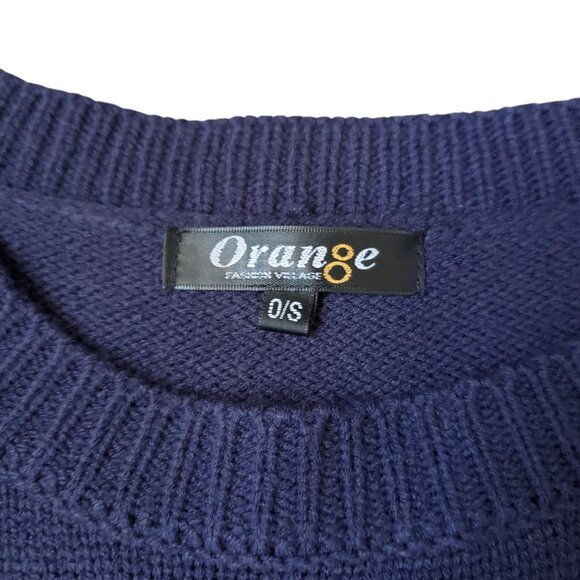 Unique Dark Blue / Nay Floral Embroidered Sweater One Size - Picture 4 of 8